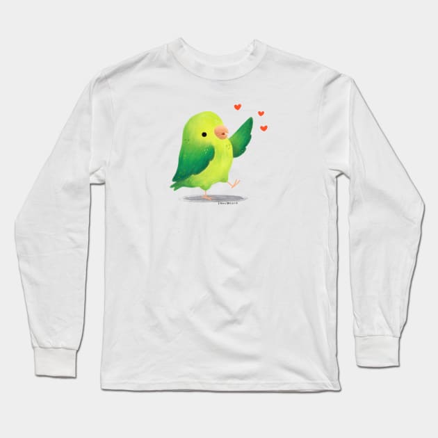 Parrotlet bird with hearts Long Sleeve T-Shirt by julianamotzko